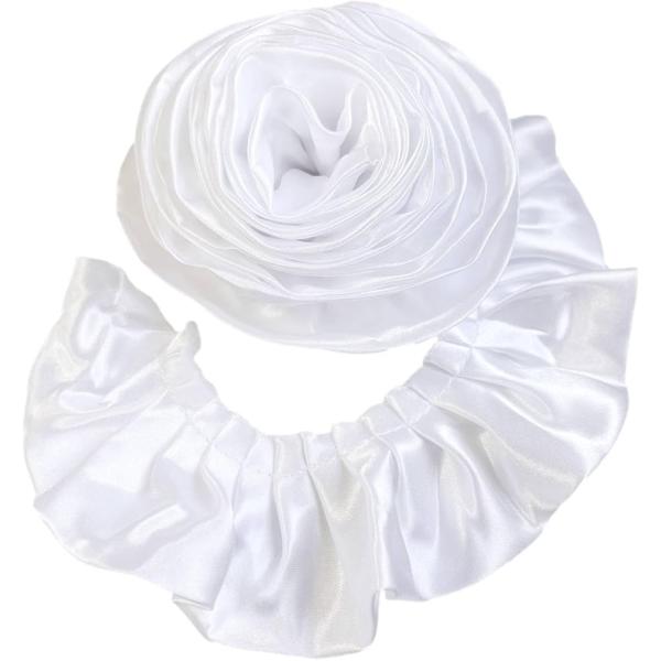 プリーツ サテン トリム 生地 光沢 装飾 縁取り 手芸 パーツ ハンドメイド (ホワイト,  3m...