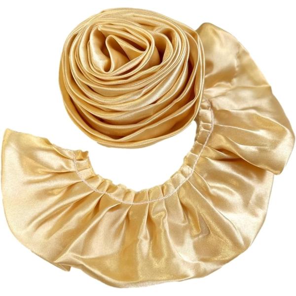 プリーツ サテン トリム 生地 光沢 装飾 縁取り 手芸 パーツ ハンドメイド (ゴールド,  2m...