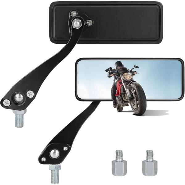 【互換品】VLOOKEE バイク ミラー 10mm 左右セット 汎用 オフロードミラー 角型 7.6...