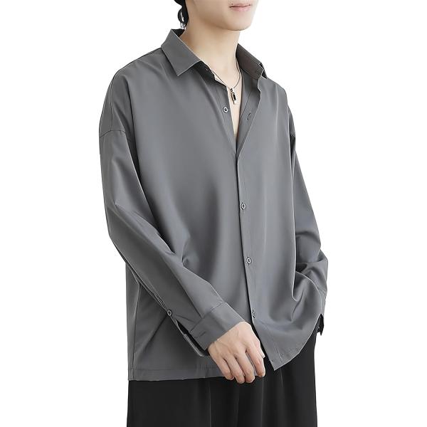 長袖 シャツ 無地 ビジネス オフィス カジュアル ワイシャツ レギュラー カラー デイリー タウン...