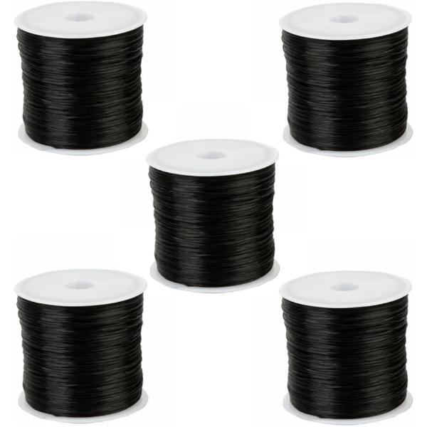 ブレスレット用 オペロンゴム 5個セット 0.8mm 60m 天然石 パワーストーン (ブラック5個...