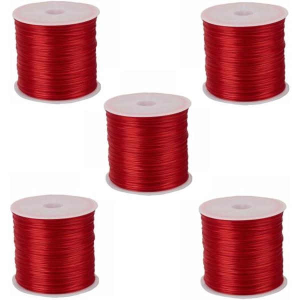 ブレスレット用 オペロンゴム 5個セット 0.8mm 60m 天然石 パワーストーン (レッド5個セ...