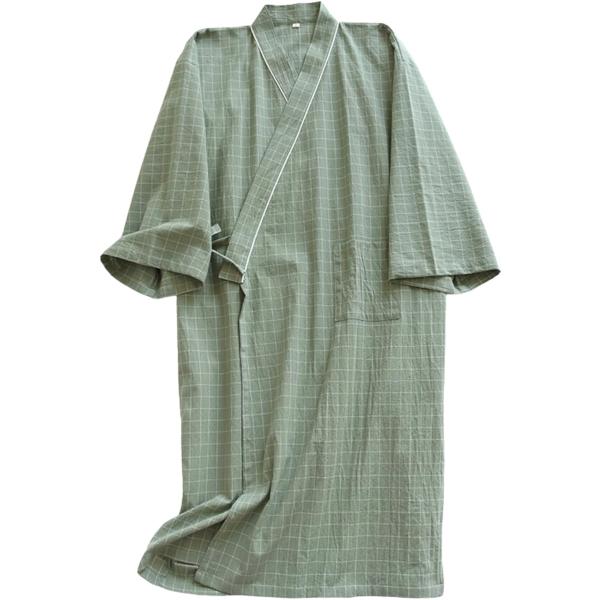 介護用パジャマ 前開き フルオープン 春夏秋 入院 授乳 寝たきり 浴衣風 男女兼用(グリーン,  ...