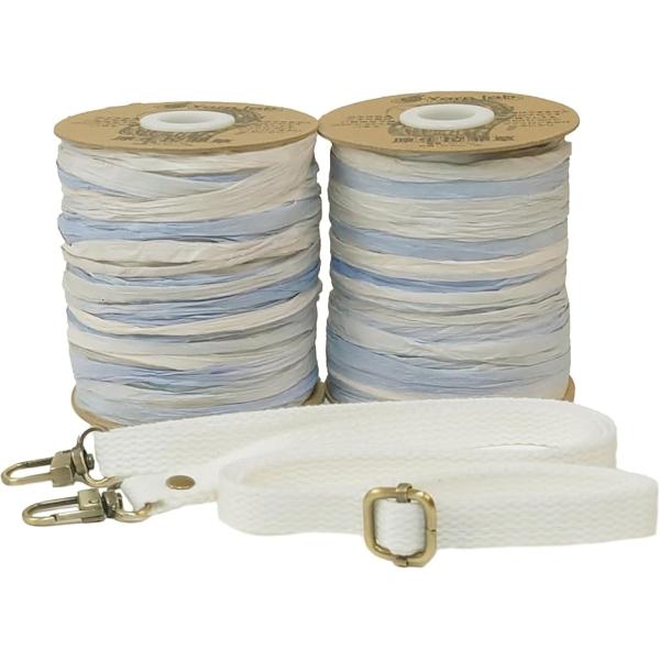 ラフィアヤーン 2個 コットンショルダーベルト付き 編み糸(ウォーターフォール)