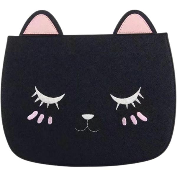 iPad ケース 手帳型 ネコ かわいい タブレットケース PUレザー (ブラック,  iPad 2...