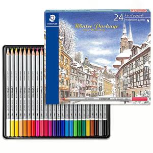 STAEDTLER ステッドラー カラト アクェレル水彩色鉛筆 24色セット ウィンターパッケージ 125M24W22 ドイツ ニュルンベルクの風景のパッケージ