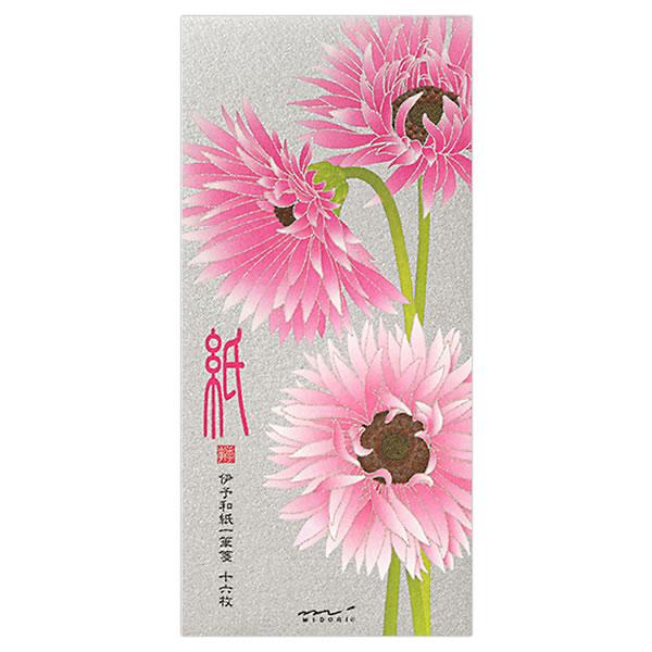 一筆箋 春柄 シルク ガーベラ柄 2柄 89584 （14） 一筆箋16枚（2柄） シルク印刷  「...