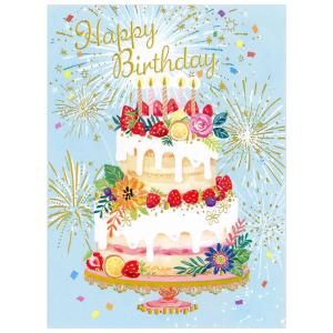 バースデーカード バースデーケーキ B320-35 二つ折りカード チキュウグリーティングス Birthday Card グリーティングカード お誕生お祝い｜horiman