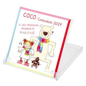 2027年 カレンダー 卓上 プラスチックケース入 ココちゃん/サカモトリョウ C-1772-RY グリーティングライフ FD15枚 日曜始まり 1月始まり