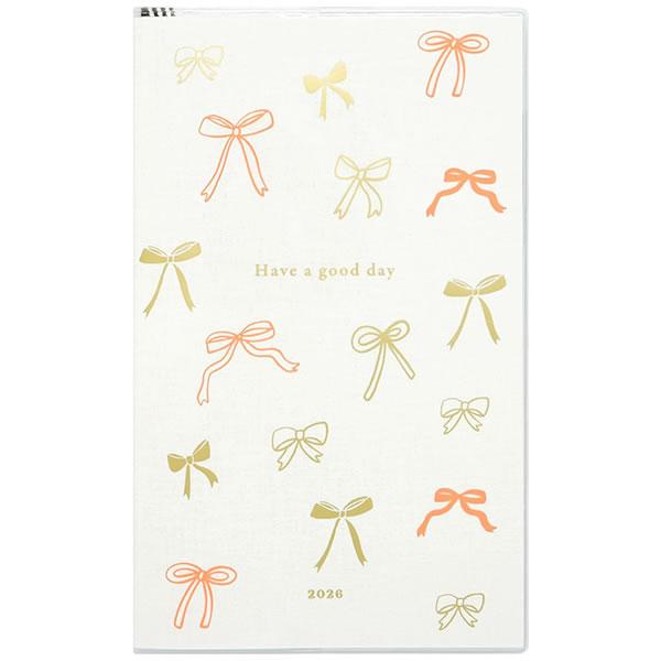 2026 ダイアリー 手帳 グリーティングライフ B6スリム シック リボン CD-1405-MM ...