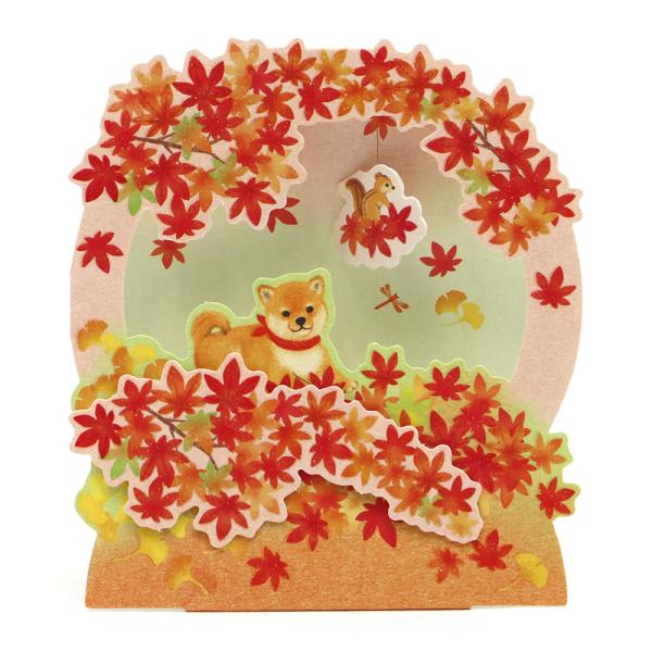 秋カード 秋リース DAR-846-732 立体 ポップアップ 多用途 多目的 グリーティングカード...