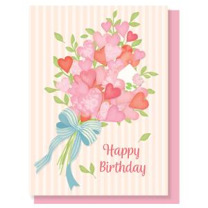 バースデーカード 二つ折りメロディーカード ハート花束 H06-GN-69 アクティブコーポレーション Birthday Card グリーティングカード お誕生お祝い｜horiman