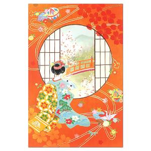 和風カード 海外向けクリスマスカード 形198 窓から外を見ている舞妓さん 縦型 中紙2枚入 表現社 別注印刷不可 Christm