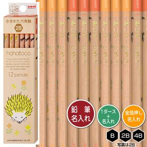 三菱鉛筆 鉛筆1ダースと金箔押し名入れのセット品 hahatoco 赤 （木軸