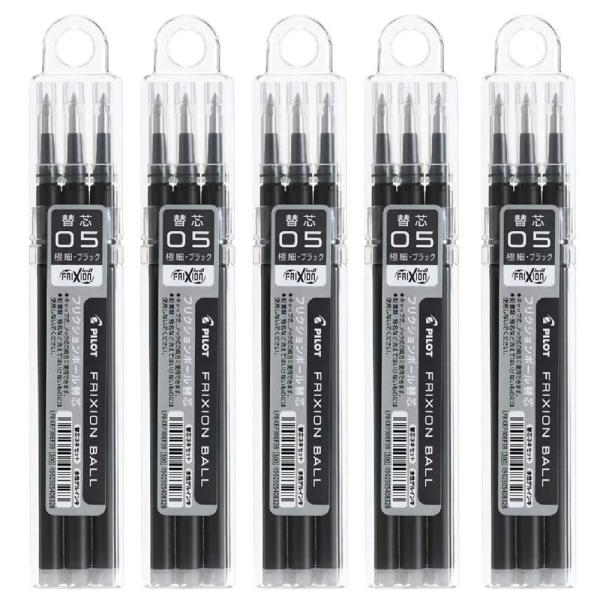 送料無料 パイロット フリクションボール替芯 3本入×5パック 0.5mm ブラック LFBKRF3...