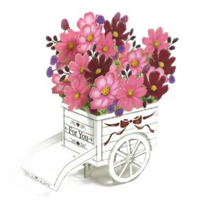 サンリオ 秋カード 立体 コスモス花車 P4705 グリーティングカード 多目的 多用途 秋桜 こすもす sanrio