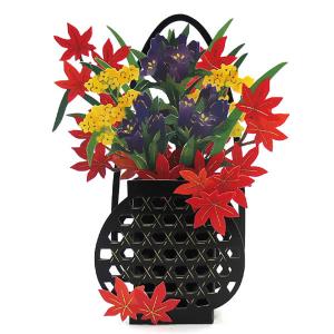 サンリオ 秋カード 立体 かごに生けた秋の草花 P4712