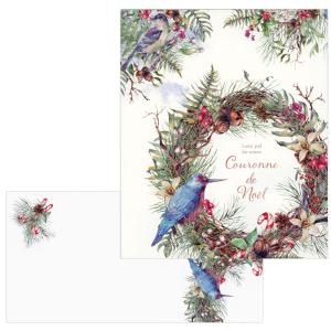 レターセット 冬柄 鳥とリース PD-610/EV-610  便箋2柄18枚 封筒6枚 フロンティア FRONTIA