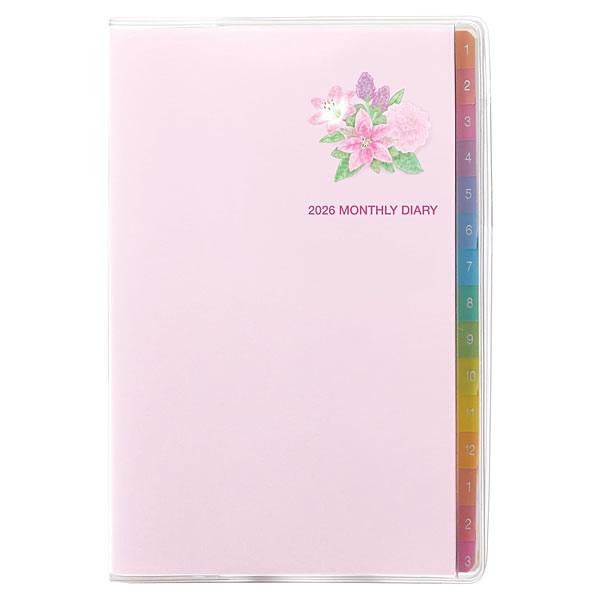 2026 ダイアリー 手帳 レイメイ カラーインデックスダイアリー 日曜始まり ポケットサイズ ピン...