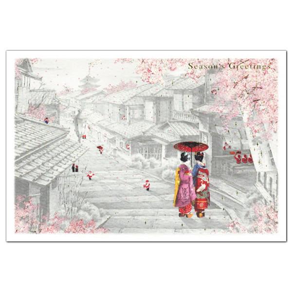 クリスマスカード 和風・海外向け 和風ミニサンタカード SJ-37 舞妓 グリーティングライフ Ch...