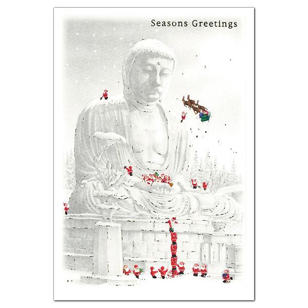 クリスマスカード 和風・海外向け 和風ミニサンタカード SJ-5 鎌倉大仏 グリーティングライフ C...