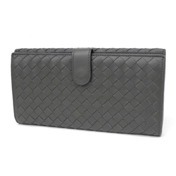 ボッテガ・ヴェネタ 長財布 グレー レザー 【中古】(64715) BOTTEGA VENETA  ...