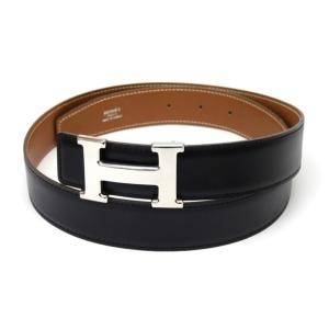 エルメス HERMES コンスタンスベルト85 Hベルト リバーシブル SV金具 □A刻印 黒×ゴー...