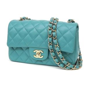 シャネル CHANEL チェーンショルダーバッグ ミニマトラッセ ブルー ラムスキン 【中古】(64970)｜horita78