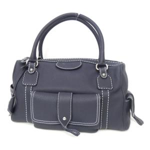 トッズ TOD’S ハンドバッグ ネイビー レザー 【中古】(67471)