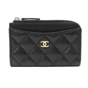 シャネル CHANEL フラグメントケース ミニ財布 マトラッセ コインカードケース AP3179 黒 キャビアスキン 【中古】(70860)