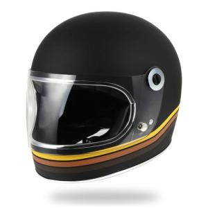 族ヘル レトロヘルメット LAMP HELMET 3RAINBOW Matte Black バイクヘルメット｜horizon-helmet