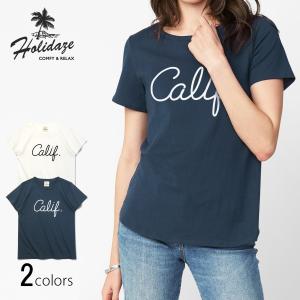 CALIF. Tシャツ カリフォルニア サーフ 西海岸 ビーチ レディース 半袖 ホワイト ブルー HOLIDAZE ホリデイズ｜horizonblue