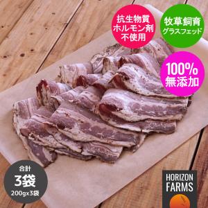 無添加 砂糖不使用 高品質 グラスフェッド 冷凍 牛肉 パストラミ ビーフ ベーコン 200g x 3パックセット 合計600g ホルモン剤や抗生物質一切不使用｜horizonfarms