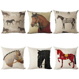 クッションカバー 馬 45x45cm リアル馬 ホーススタイル : Horse Style
