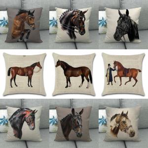クッションカバー 馬 45x45cm リアル馬 ホーススタイル : Horse Style