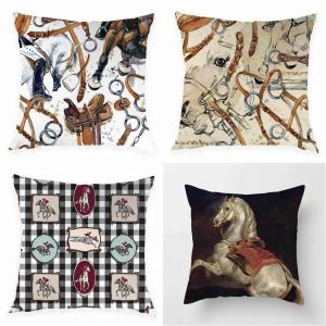 クッションカバー 馬 45x45cm リアル馬 ホーススタイル : Horse Style