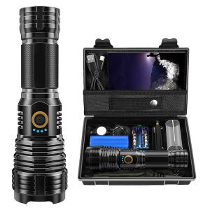 懐中電灯 led 強力 軍用 最強 超高輝度 20000ルーメン フラッシュライト 充電式 ハンディライト XHP70.2  電池式 ハンドライト 明るい IP67防水 5モード調光
