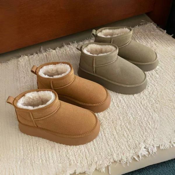 厚底ムートンブーツ 裏起毛ショートブーツ