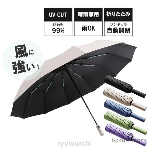 折りたたみ傘 自動開閉 日傘 遮光 遮熱 晴雨兼用 大きい UVカット コンパクト 傘 撥水加工 丈...