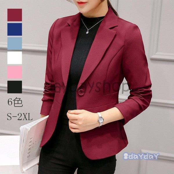 韓国風新作スーツ レディース スーツジャケットショット丈 20代30代40代細身 从春秋事務服 フォ...