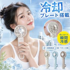 冷却プレート付き ハンディファン 130g 3段階風量 Type-C充電 3カラー 手持ち 卓上 携帯扇風機