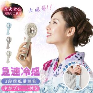 冷却プレート付 ハンディファン 冷却 扇風機 手持ち 瞬間冷却 -12℃ 静音 充電式 2000mAh 4Way 首掛け 卓上 携帯扇風機 折りたたみ 小型 ネックク