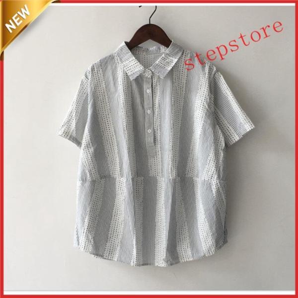 綿麻ポロシャツレディース半袖シャツ学園風 Ｔシャツ森ガール風ガールズシャツ可愛4色ゆったりス上着20...