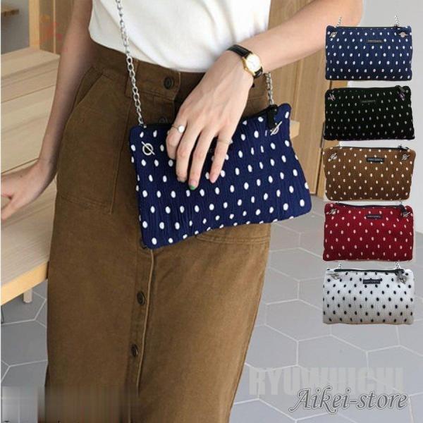 ショルダーバッグ 水玉 コサッシュ ドット柄 ポシエット レディース ジュニア 女の子 金属 チェイ...