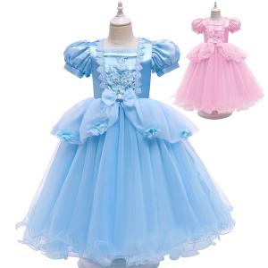 gz47 プリンセス ドレス シンデレラ 女の子 なりきり お姫様 コスプレ ドレス ブルー プリンセスドレス キッズ 可愛い ハロウィン 誕生日 プレゼント クリスマス