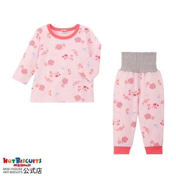 ミキハウス リゾートキャビット 腹巻き付き タック天竺素材 長袖パジャマ ピンク 80cm 90cm...