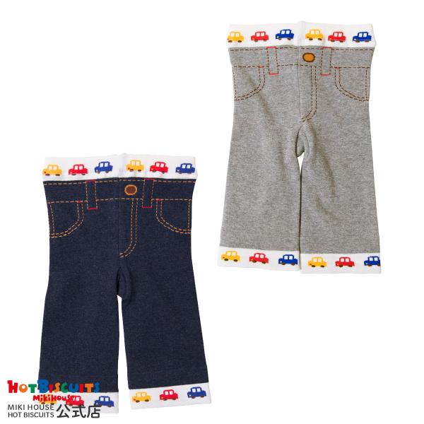 ミキハウス デニム風 ８分丈 スパッツ アウトレット インディゴブルー 80 90 100 ホットビ...