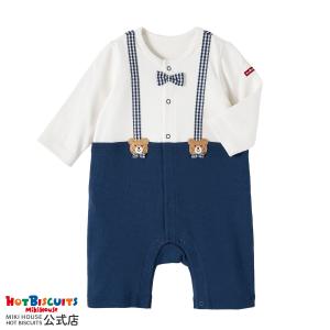 ミキハウス 蝶ネクタイ＆サスペンダー 7分丈カバーオール アウトレット 白 70cm 80cm ホットビスケッツ HOT BISCUITS｜ミキハウスホットビスケッツ公式店