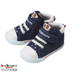 ミキハウス デニム＆星柄 ハイカット ベビーシューズ