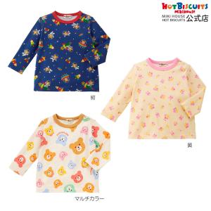 ミキハウス 総柄 長袖Tシャツ 紺:黄:マルチカラー 80 90 100 110 120cm ホットビスケッツ HOT BISCUITS｜ミキハウスホットビスケッツ公式店